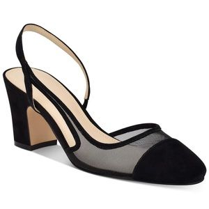 Marc Fisher Laynie Two Tone Cap Toe Slingback black mesh